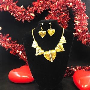 Golden Leaves Necklace and Earring Set